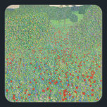 Gustav Klimt's painting, Mohnfeld Square Sticker<br><div class="desc">Mohnfeld,  famous landscape painting by Gustav Klimt.</div>