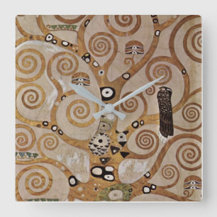 Gustav Klimt's Painting "The Tree of Life"  (1909) Square Wall Clock