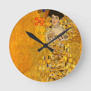 Gustav Klimt's Portrait of Adele Bloch-Bauer I  Round Clock