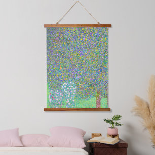Gustav Klimt's Rosebushes under the Tree painting  Hanging Tapestry