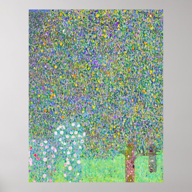 Gustav Klimt's Rosebushes under the Tree painting  Poster (Front)