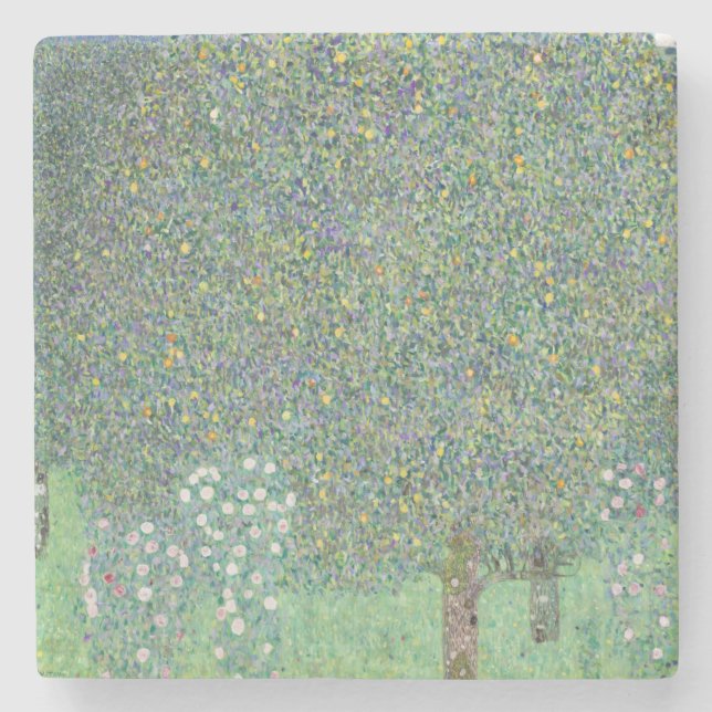 Gustav Klimt's Rosebushes Under the Trees, 1905 Stone Coaster (Front)