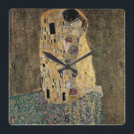 Gustav Klimt's The Kiss (circa 1908) Square Wall Clock<br><div class="desc">A classic artwork that has passed into the public domain and makes wonderful gifts and other products. One of Gustav Klimt's most famous works, The Kiss features prominent use of gold leaf, and was inspired by the ornate style of ancient mosaics. Klimt (1862-1918) was one of the primary members of...</div>