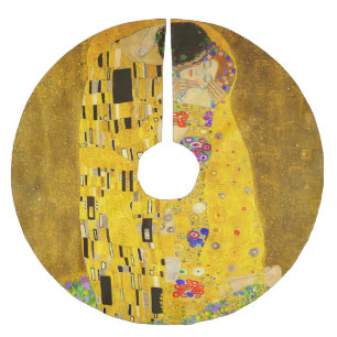 Gustav Klimt's The Kiss famous painting.  Brushed Polyester Tree Skirt