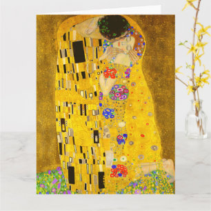 Gustav Klimt's The Kiss famous painting.  Card