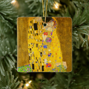 Gustav Klimt's The Kiss famous painting.   Ceramic Ornament