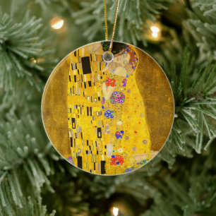 Gustav Klimt's The Kiss famous painting.  Ceramic Ornament