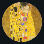 Gustav Klimt's The Kiss famous painting. Classic Round Sticker<br><div class="desc">Gustav Klimt's The Kiss famous painting. Classic Round Sticker.
Famous Gustav Klimt painting.</div>