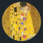 Gustav Klimt's The Kiss famous painting. Classic Round Sticker<br><div class="desc">Gustav Klimt's The Kiss famous painting. Classic Round Sticker.
Famous Gustav Klimt painting.</div>