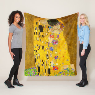 Gustav Klimt's The Kiss famous painting Fleece Blanket