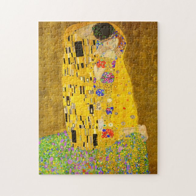 Gustav Klimt's The Kiss famous painting. Jigsaw Puzzle (Vertical)