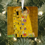 Gustav Klimt's The Kiss famous painting.    Metal Ornament<br><div class="desc">Gustav Klimt's The Kiss famous painting. Metal Ornament
Famous Gustav Klimt painting.</div>