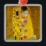 Gustav Klimt's The Kiss famous painting.     Metal Ornament<br><div class="desc">Gustav Klimt's The Kiss famous painting. Metal Ornament
Famous Gustav Klimt painting.</div>