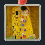 Gustav Klimt's The Kiss famous painting.     Metal Ornament<br><div class="desc">Gustav Klimt's The Kiss famous painting. Metal Ornament
Famous Gustav Klimt painting.</div>