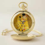 Gustav Klimt's The Kiss famous painting  Pocket Watch<br><div class="desc">Gustav Klimt's The Kiss famous painting Pocket Watch .
Famous Gustav Klimt painting.</div>