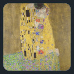 Gustav Klimt's The Kiss Painting Art  Square Sticker<br><div class="desc">Gustav Klimt's The Kiss (1907–1908) famous painting</div>