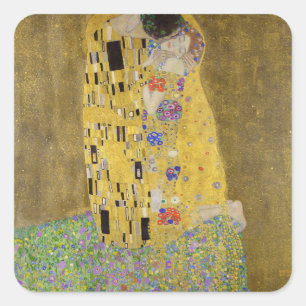 Gustav Klimt's The Kiss Painting Art  Square Sticker