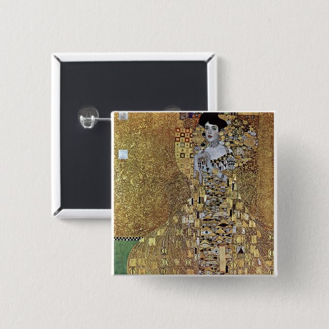 Gustav Klimt's The Lady in Gold, Adele Bloch-Bauer 2 Inch Square Button (Front & Back)