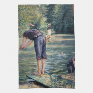 Gustave Caillebotte - Bathers, Bank of the Yerres Kitchen Towel