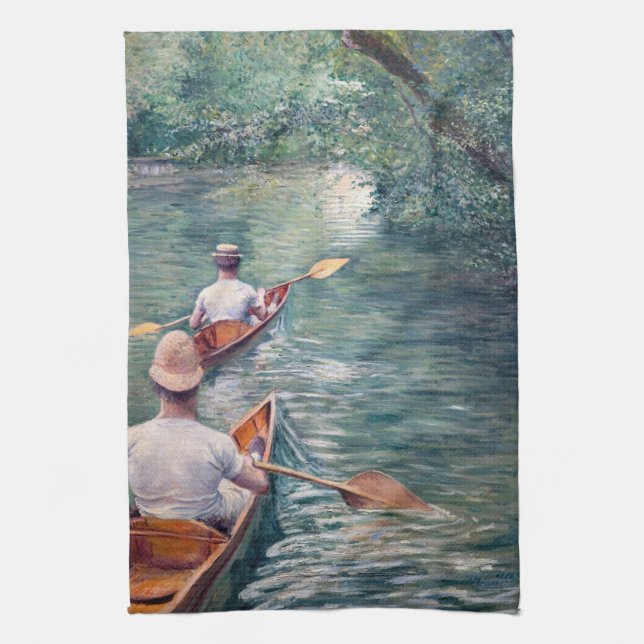 Gustave Caillebotte - Canoes on the Yerres Kitchen Towel (Vertical)