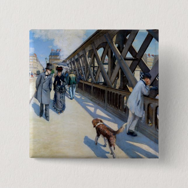 Gustave Caillebotte - Le Pont de l'Europe 2 Inch Square Button (Front)