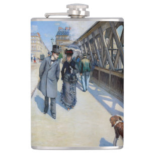 Gustave Caillebotte - Le Pont de l'Europe Hip Flask