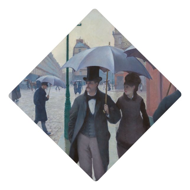 Gustave Caillebotte - Paris Street; Rainy Day Graduation Cap Topper (Front)
