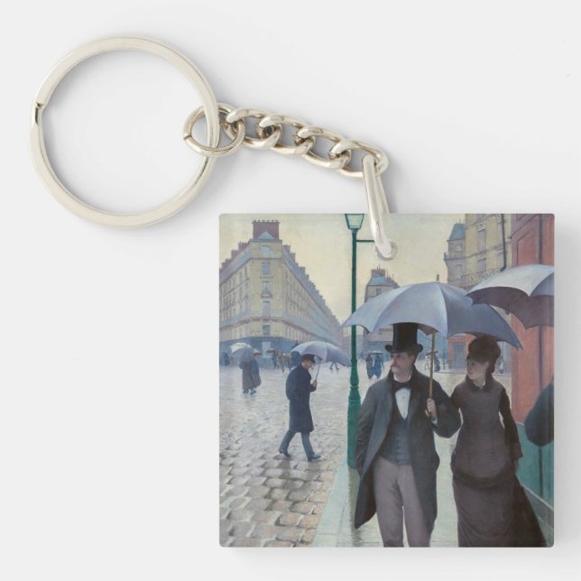 Gustave Caillebotte - Paris Street; Rainy Day Keychain (Front)