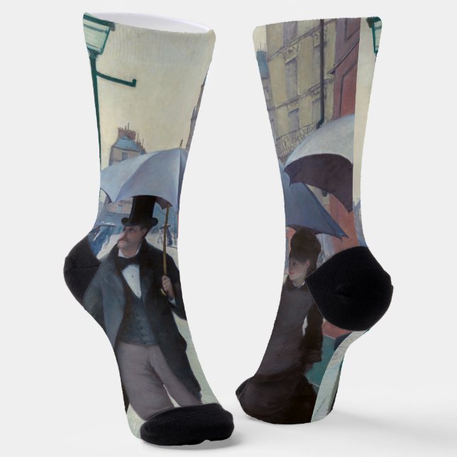 Gustave Caillebotte - Paris Street; Rainy Day Socks (Angled)