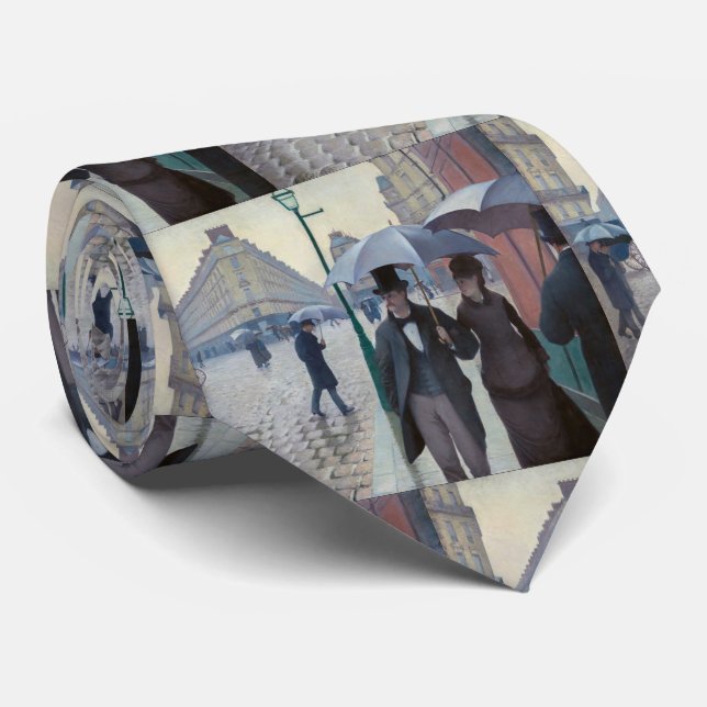 Gustave Caillebotte - Paris Street; Rainy Day Tie (Rolled)