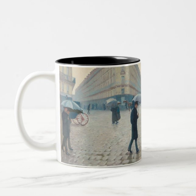 Gustave Caillebotte - Paris Street Rainy Day Two-Tone Coffee Mug (Left)