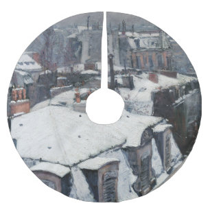 Gustave Caillebotte - Rooftops in the Snow Brushed Polyester Tree Skirt