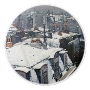 Gustave Caillebotte - Rooftops in the Snow Ceramic Knob
