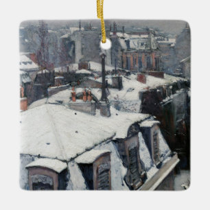 Gustave Caillebotte - Rooftops in the Snow Ceramic Ornament