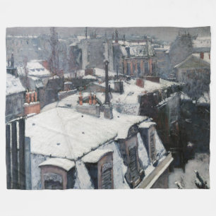 Gustave Caillebotte - Rooftops in the Snow Fleece Blanket