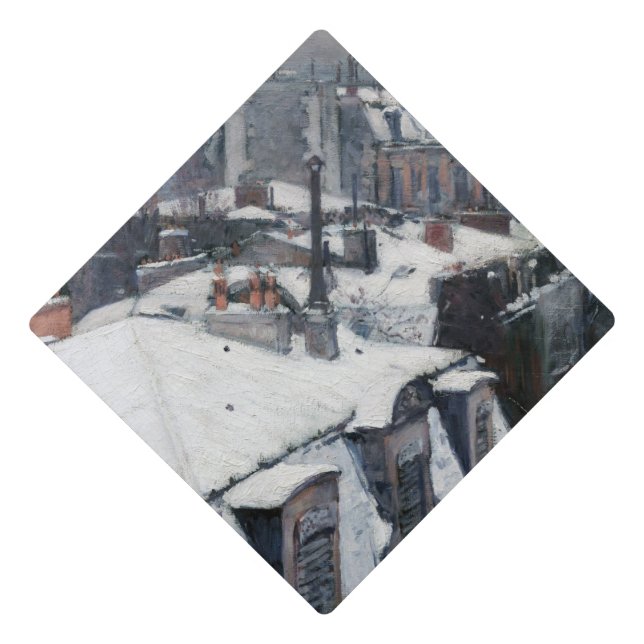 Gustave Caillebotte - Rooftops in the Snow Graduation Cap Topper (Front)
