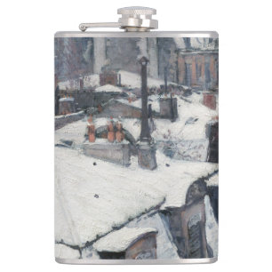 Gustave Caillebotte - Rooftops in the Snow Hip Flask