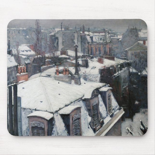 Gustave Caillebotte - Rooftops in the Snow Mouse Pad (Front)