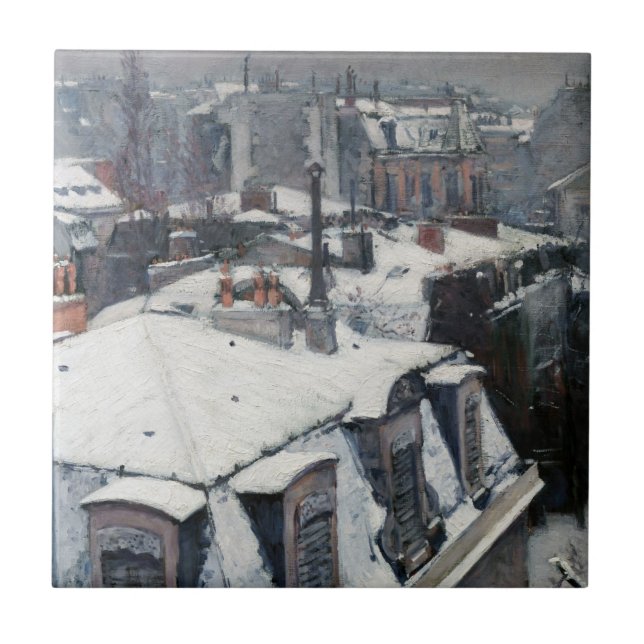 Gustave Caillebotte - Rooftops in the Snow Tile (Front)