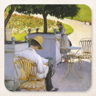 Gustave Caillebotte - The Orange Trees Square Paper Coaster