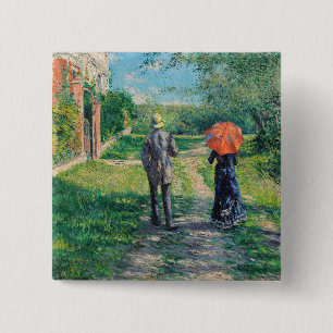 Gustave Caillebotte - The Path Uphill 2 Inch Square Button