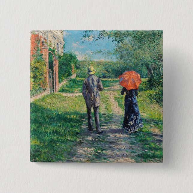 Gustave Caillebotte - The Path Uphill 2 Inch Square Button (Front)