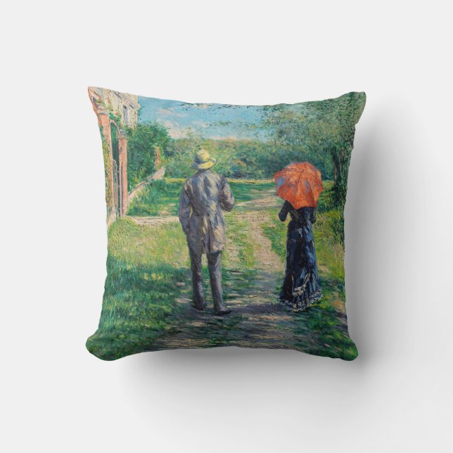 Gustave Caillebotte - The Path Uphill Throw Pillow (Front)