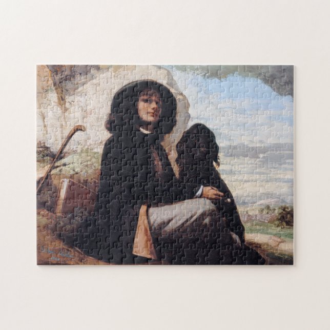 Gustave Courbet - Self-Portrait with a Black Dog Jigsaw Puzzle (Horizontal)