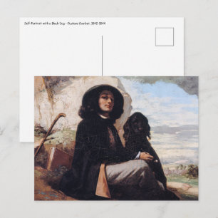 Gustave Courbet - Self-Portrait with a Black Dog Postcard