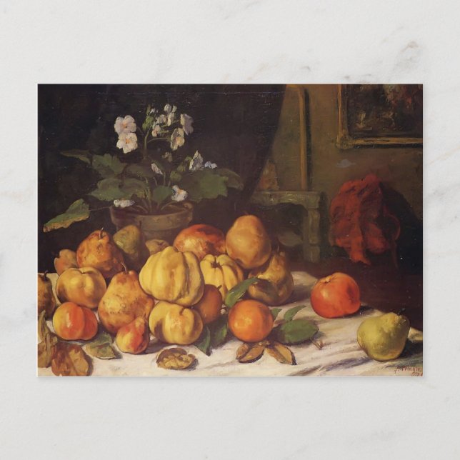 Gustave Courbet- Still Life Apples,Pears & Flowers Postcard (Front)