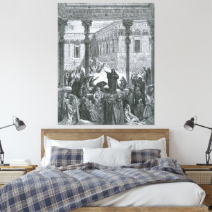 Gustave Doré - Daniel Confounds the Priests of Bel Canvas Print
