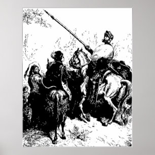 Gustave Dore Engraving Don Quixote Illustration Poster
