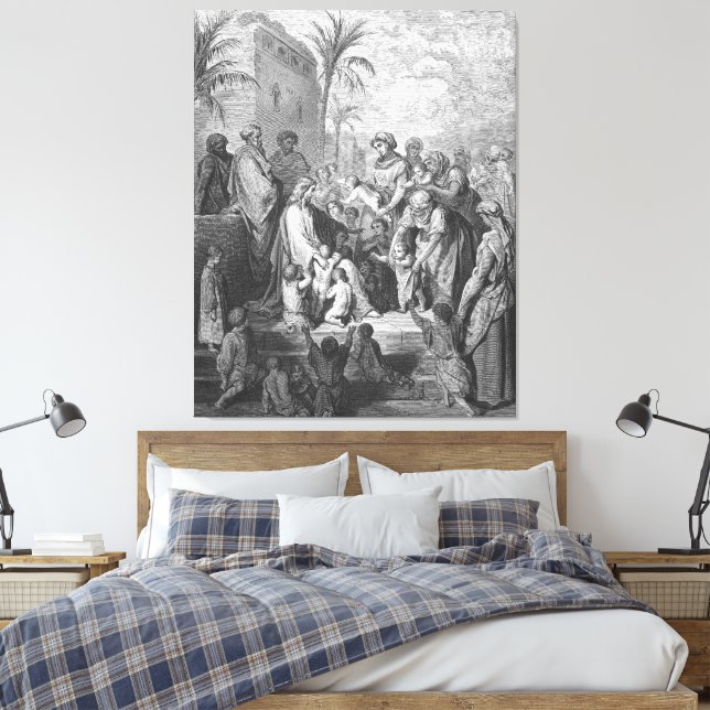 Gustave Doré - Mark 10 Jesus Blesses the Little  Canvas Print (Insitu(Bedroom))
