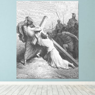 Gustave Doré - Mark 15B Jesus Falls Beneath Canvas Print